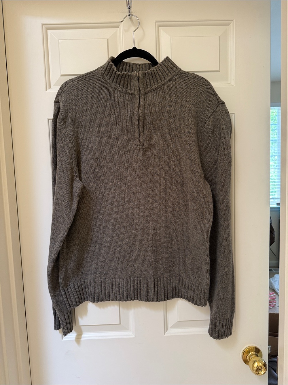 Saddlebred 100% Cotton Men's Gray Zip-Neck Sweater - Medium